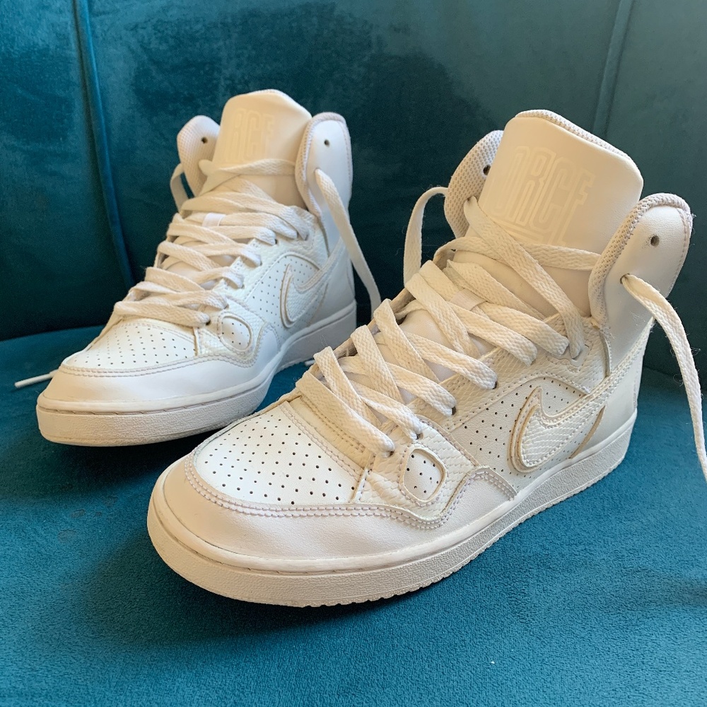 White Nike Air Force 1 high tops